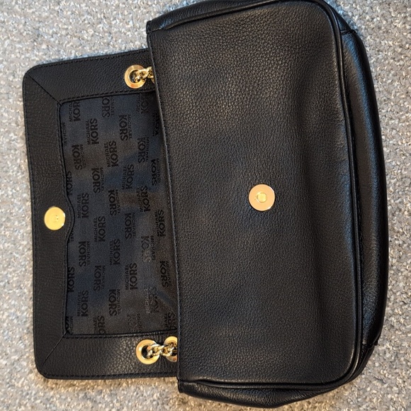 Michael Kors Black and Gold Leather Shoulder Bag - Picture 9 of 13